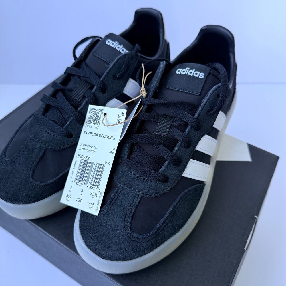 Adidas Barreda Decode J JR0762 Black White Kids 3.5Y / UK 3 / EUR 35.5 NWT